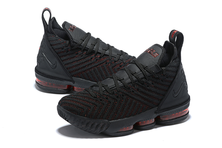 Men Nike Lebron James 16 Cool Black Red Shoes